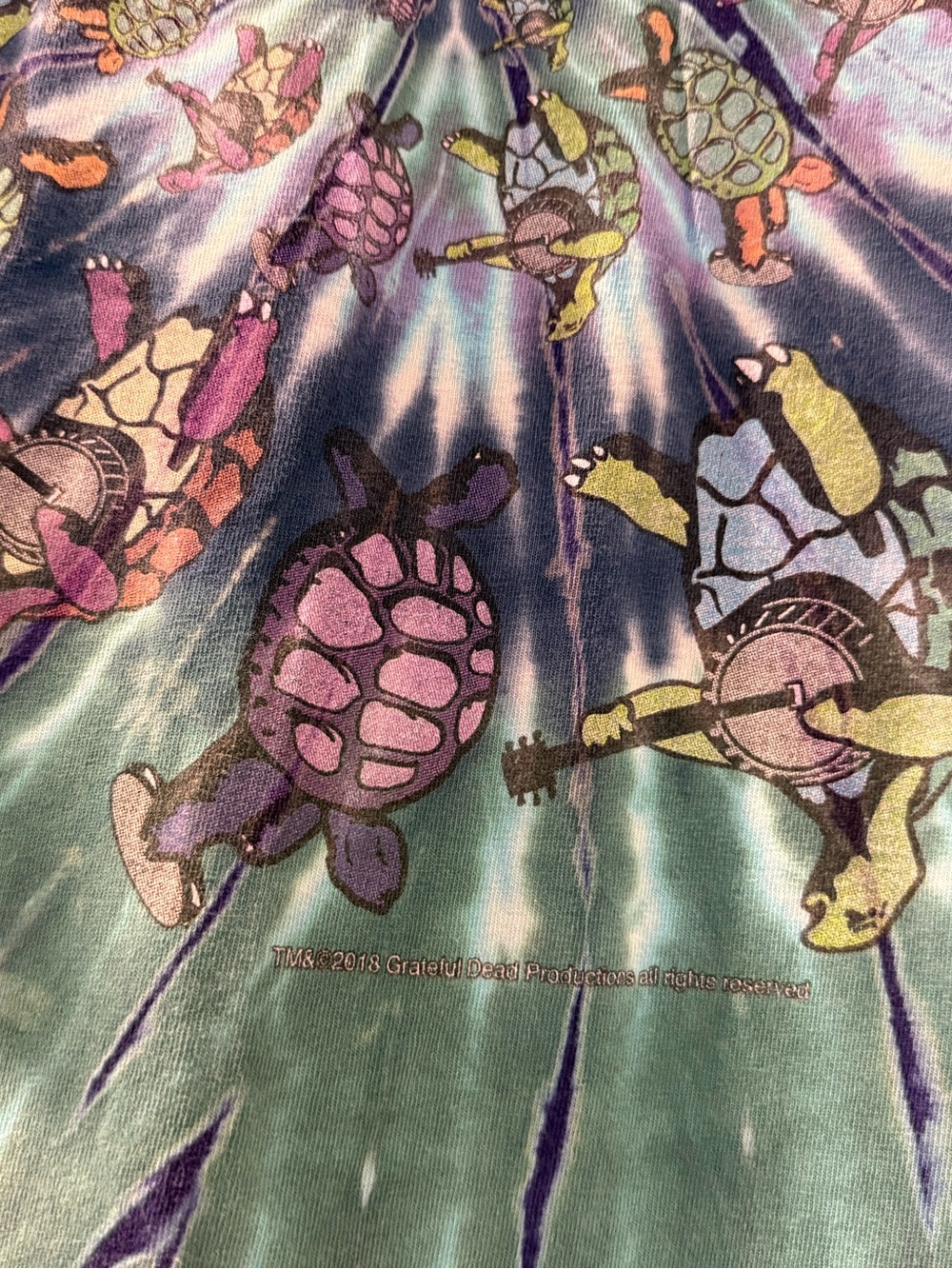 Gildan Tie-Dye Turtle Spiral Tee - Blue Green Purple - Picture 5 of 8